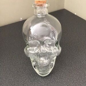Skull Head Liquor Clear Decanter Bottle with Cork Halloween Decor Barware